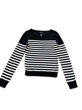 Wet Seal Black & White Striped Crewneck Sweater